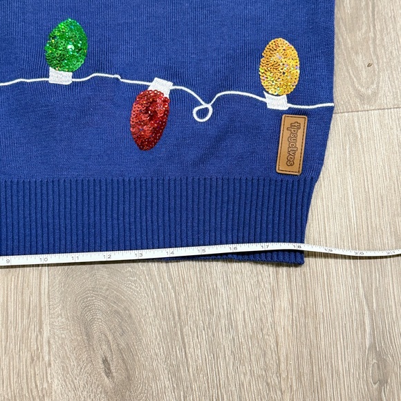 Tipsy Elves Women’s Not So Ugly Blue Sweater with Christmas Lights Size L - Picture 6 of 9